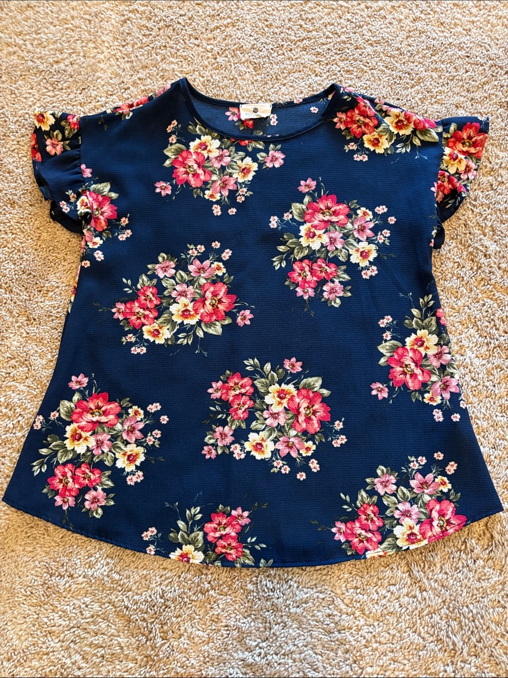 Floral Ruffle Sleeve Top